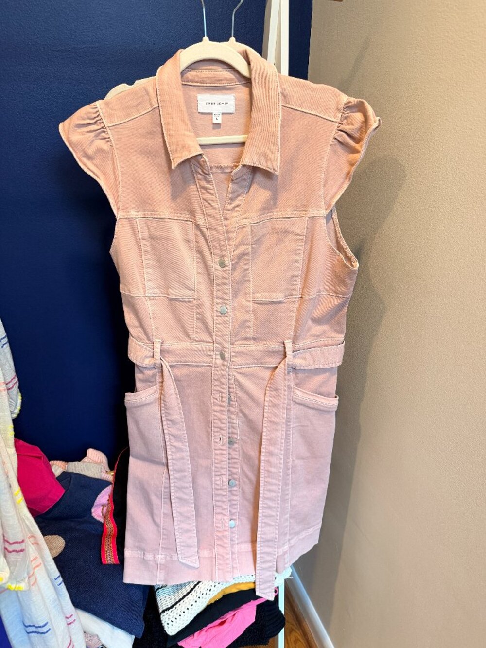 Pink Tie Denim Dress